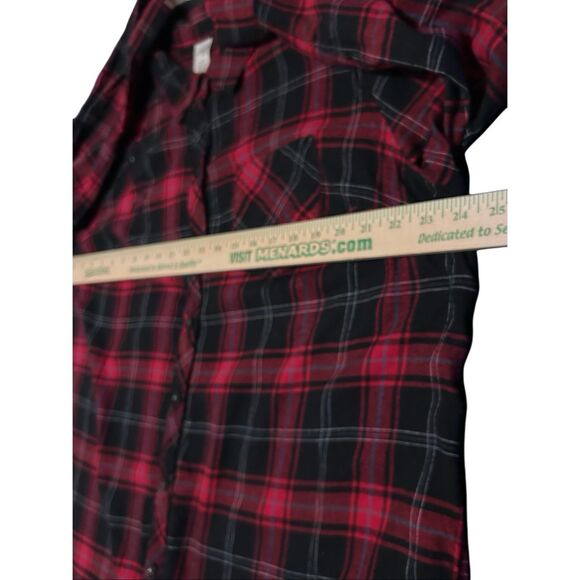 Terra & Sky Red Black Plaid Flannel Button Down Top Plus Size 0X 14W - Picture 7 of 11